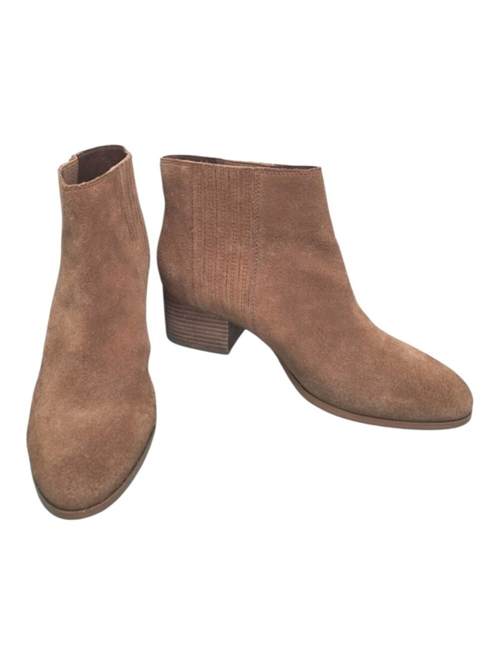 ALDO Asterania Tan Suede Stacked Heel Boots Booties sz10